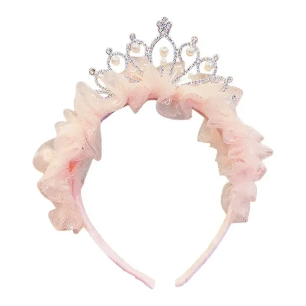 New Cute Pearl Rhinestone Crown Headband Kawaii Girls Hairbands Princess Kids Hair Accessories - Image 6
