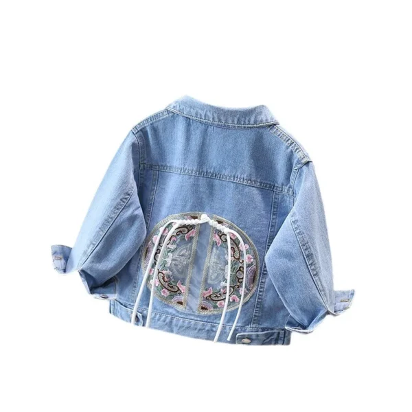 Girls' Denim Jacket with Western Style Embroidered Baby Long Sleeved Top 2025 Spring and Autumn Casual Jacket Outerwear - Image 4