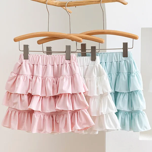 Girls Skirt Lace High Waist Cake Skirt Spring and Summer New Safety Pants Girls Cute Versatile Skirt Fashion