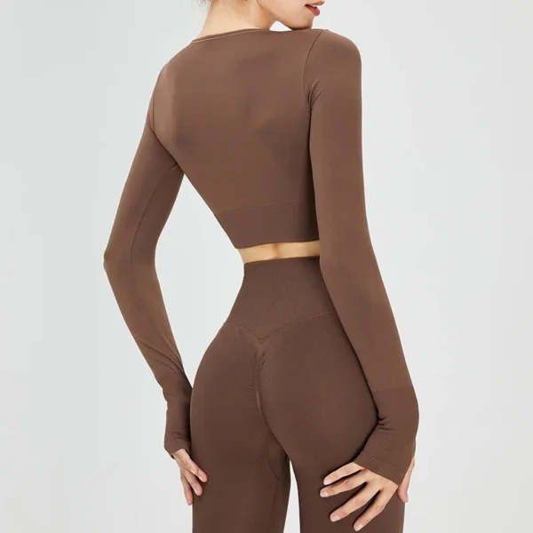 Long Sleeve Gym Tops Pilates Clothes Women Active Wear - Image 5
