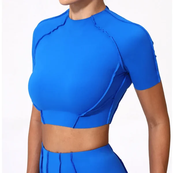 Women Yoga Top Slim Fit Sport T Shirts Fitness Clothes Short Sleeve Yoga Shirt Gym Top Running Active Wear Sport Short Sleeved - Image 2