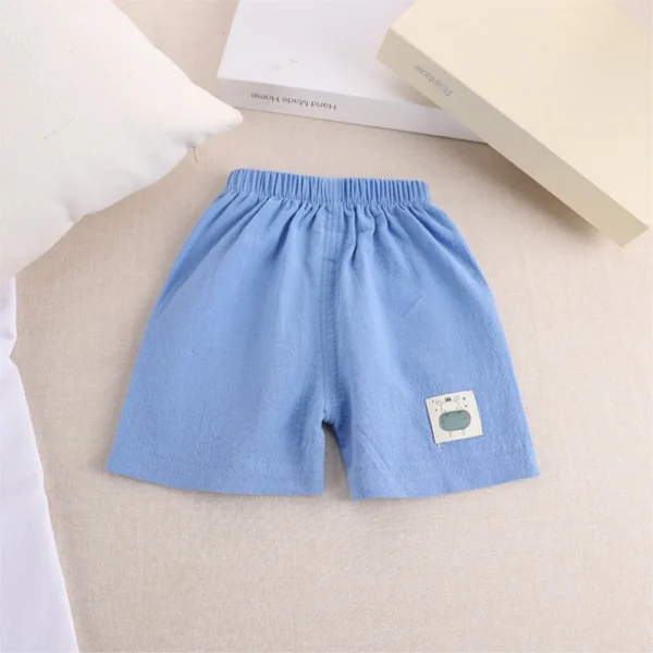 Children's summer shorts beach shorts boys' girls' shorts children's cotton and linen casual pants, single-piece outerwear pants - Image 3