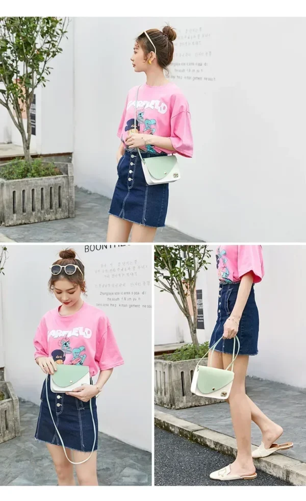 Contrast color Leather Crossbody Bag For Women Travel bag Fashion Simple Shoulder Bag Lady Crossbody Bag - Image 6
