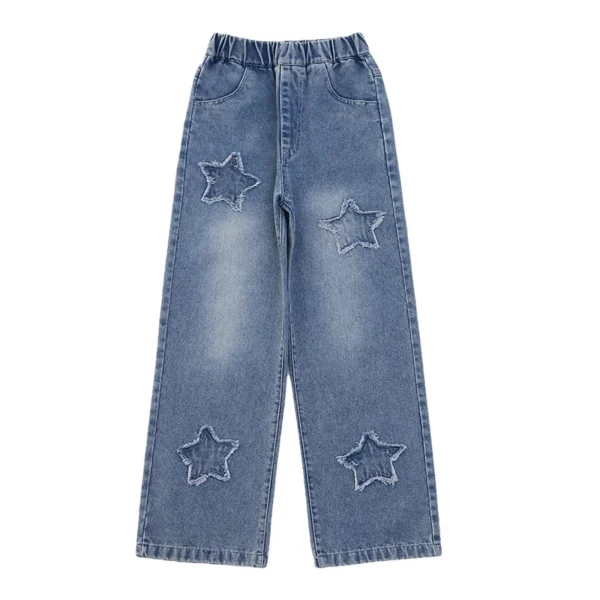 High Waist Jeans Girl Straight Loose Wide-leg Pants Spring and Autumn Korean Vintage Jeans Fashion Kids Denim Trousers For Teens - Image 6