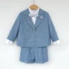 Gentleman Baby Boy Clothes Set Fashion Suit Solid Cotton Blazers Suspenders Shorts Belt Bow Set Boys 1st Birthday Wedding Outfit