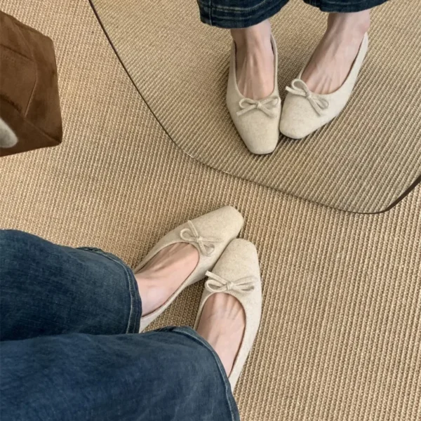 Women Flats Shoes Fashion Bow Tie Ballet Flat Loafers Shoes Women Round Toe Ballerina Shallow Sneakers Women Zapatos De Mujer - Image 3