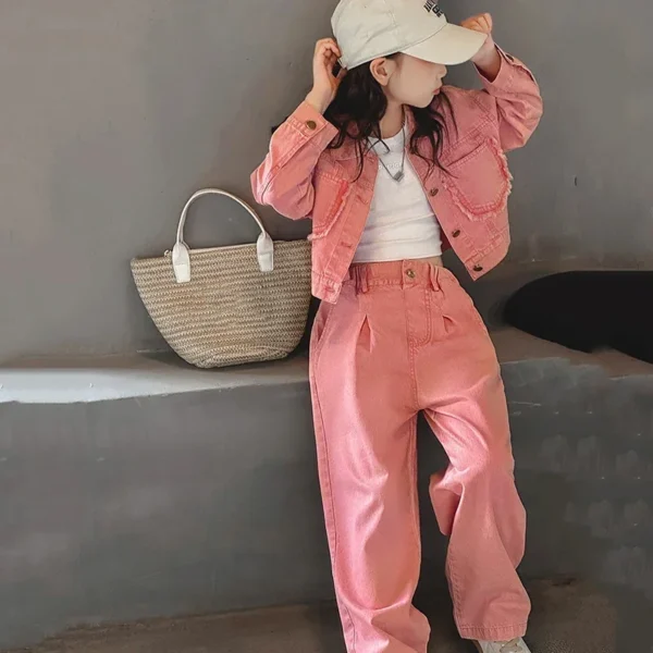 Girls Outfits Set Fashion Denim Jacket Jeans 2 Piece - Image 2