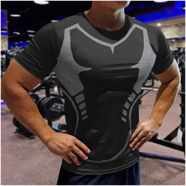 Gym Men's T Shirt Sports Fitness Clothes Casual Short Sleeve Tees Quick Drying Running Sportwear Men Oversized Clothing Tops New - Image 3