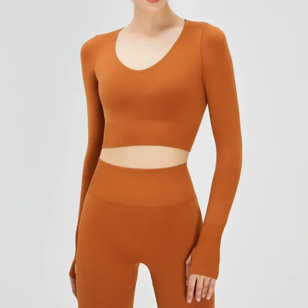 Long Sleeve Gym Tops Pilates Clothes Women Active Wear