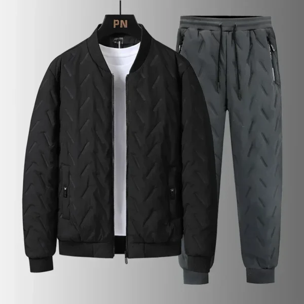 Men's Puffer Cotton-padded Sets Korean Style Thicker Cotton Jacket +Lamb Fleece Pants 2 Piece Suits Men's Winter Warm Sets - Image 4
