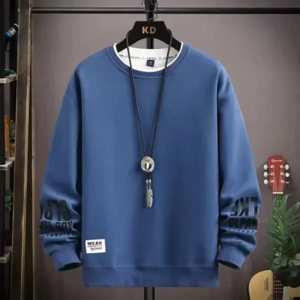 Men Clothing Sweatshirt Korean Fashion Harajuku O-Neck Long Sleeve Sweatshirt - Image 2