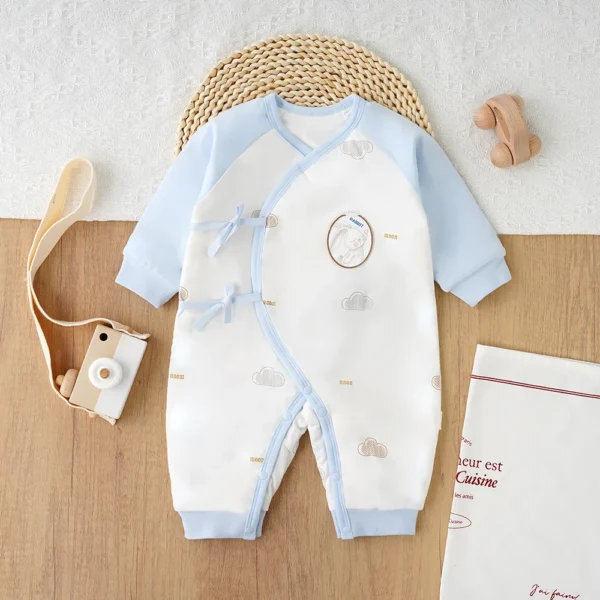 Moon Rabbit Thin Cotton Jumpsuit Newborn Printed Clothing Boys and Girls Romper Long Sleeved Pajamas Set Cartoon Casual Bodysuit - Image 4