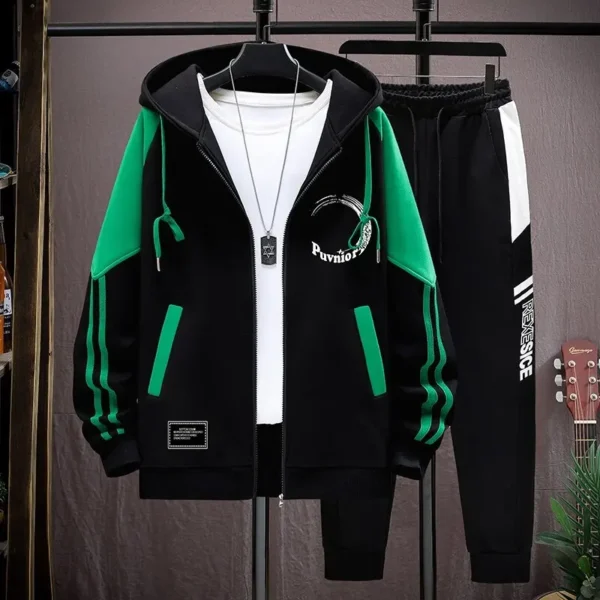 Hooded Jacket Pants Set Men Cotton Harajuku Baseball Jersey Trousers 2 Piece Set Fashion High Quality Men's Clothing New