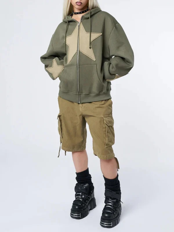 Teen girl's Star Green Zip Up Hoodie - Image 4
