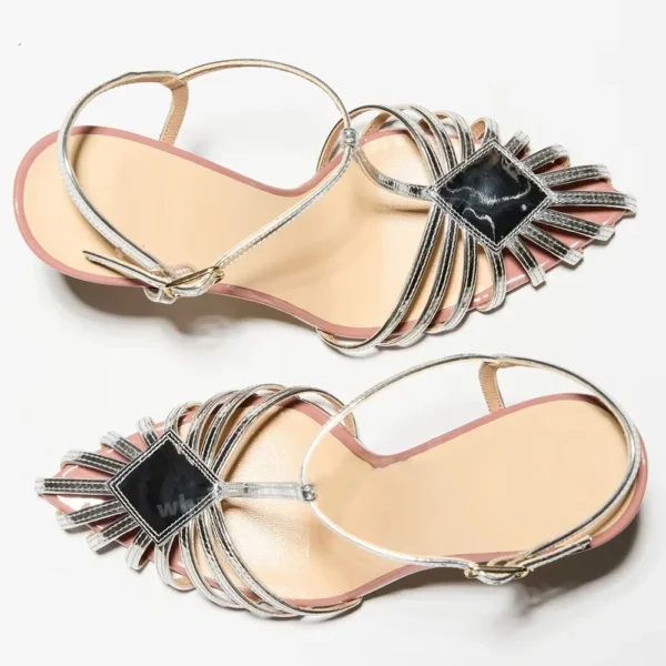 Womens Strappy High Heels Open Toe Sandals Fashion Summer Party Shoes Ladies Elegant Wedding Dress Shoes Red And White Color Ava