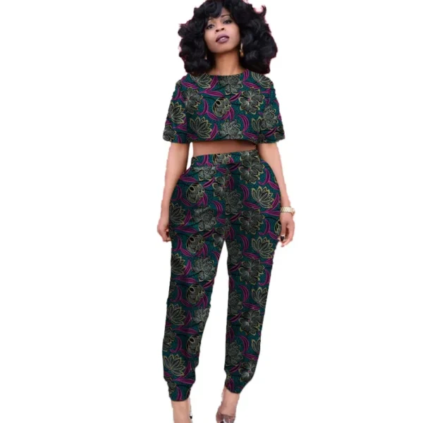Original Design Women Mini Tops Patch Jogger Pants Nigerian Fashion Lady's Ankara Print Party Wear Custom Size African Suits - Image 2