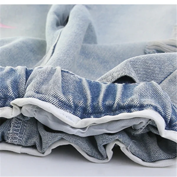 Fashion Stylish Children Straight Fit Ripped Jeans with Star Embroidery for Teens Girls Casual Slim Broken Hole Denim Pants 5-14 - Image 5