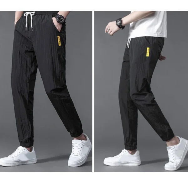 Trousers Men Pants Lace-up Loose M-4XL Solid Color Spring Straight Sweat Thin Suits Elastic Going Out Shopping