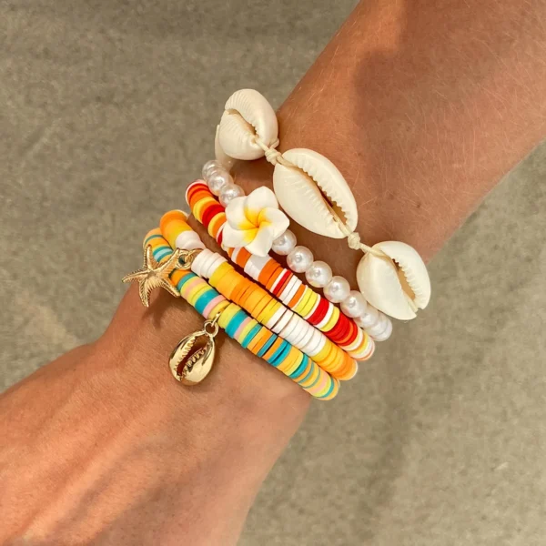 4/5Pcs Bohemian Shell Bracelet Set For Women Starfish Charm Rice Beads Wristband Bangle Girls Summer Beach Jewelry Accessories - Image 2