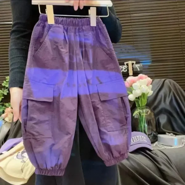New Cotton Cargo Pants for 5-12 Years Old Solid Girls Casual Sport Pants Enfant Kids Children Trousers Clothes - Image 3