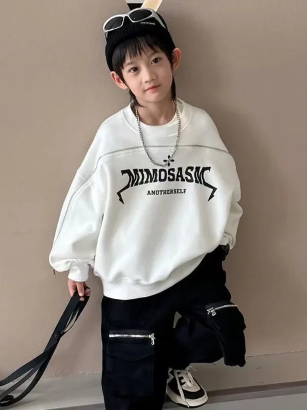 Boys' hoodie Spring and Autumn new style Children's long sleeved loose letter T-shirt Korean version pullover 2024 boys' top