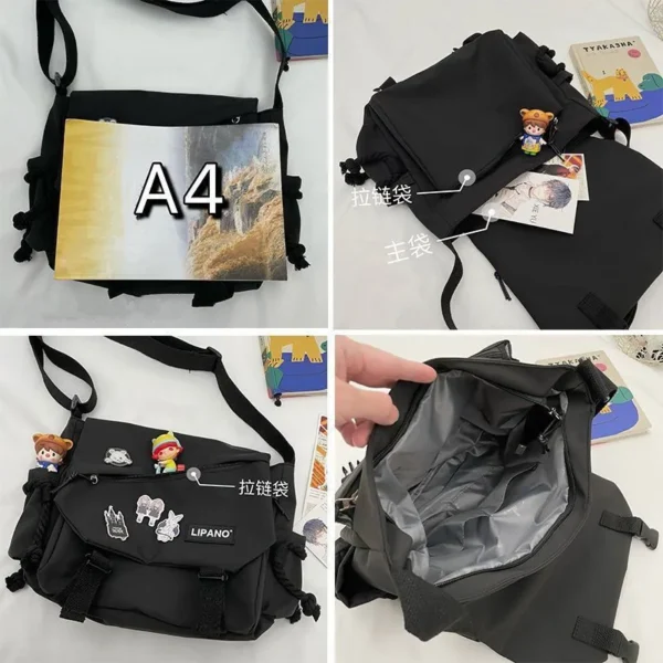 Japanese Simple Messenger Bag Korean Bag Student Nylon Waterproof Canvas Bag Crossbody Bags for Women Satchels - Image 6