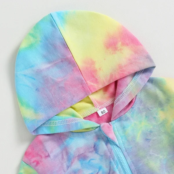 Toddler Baby Girls Zip Up Hoodies Jacket Tie-Dye Print Hooded Long Sleeve Baby Coat Fall Winter Infant Clothes Outerwear - Image 3