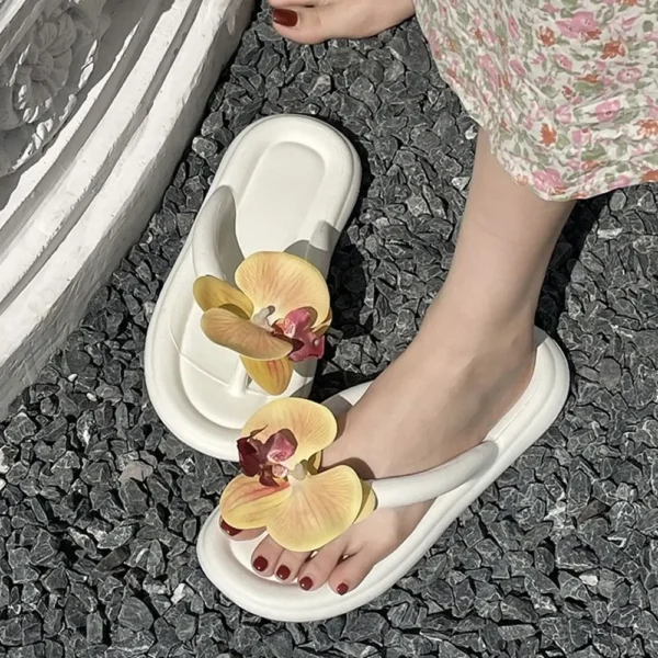 Butterfly Orchid Flower Slippers For Women Soft Soled Sandals Student Girls Non-Slip Home Indoor Shoes Beach Shoes - Image 3
