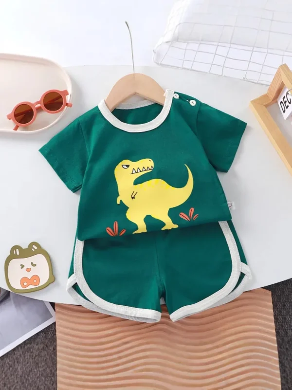 New Summer Baby Clothes 0-4 Years Old Boy Cartoon Bear T-shirt Shorts Pink Cute Cotton Girl Short-sleeved Top Suit - Image 3