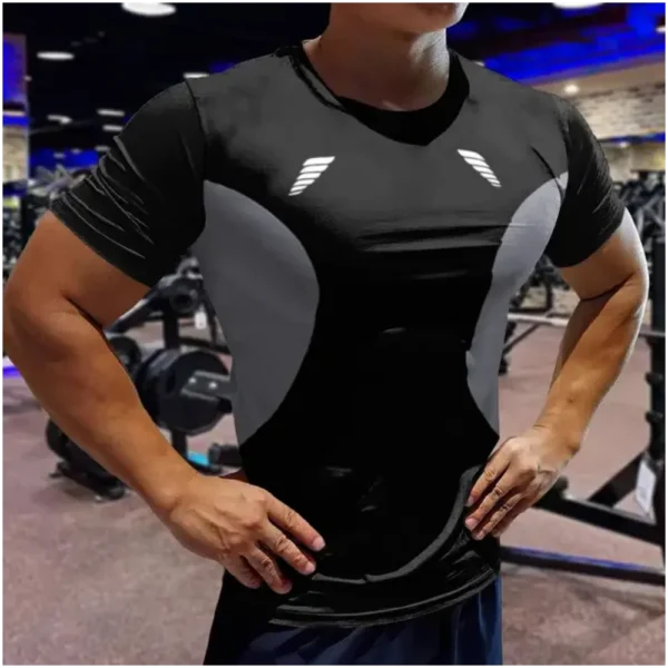Gym Men's T Shirt Sports Fitness Clothes Casual Short Sleeve Tees Quick Drying Running Sportwear Men Oversized Clothing Tops New - Image 2