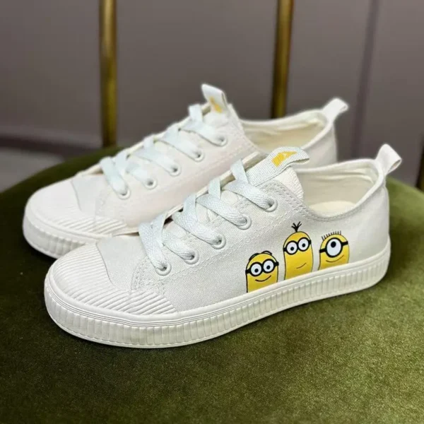 Students Soft Girl Canvas Shoes beige black Minions women's fashion Casual board Shoes flats