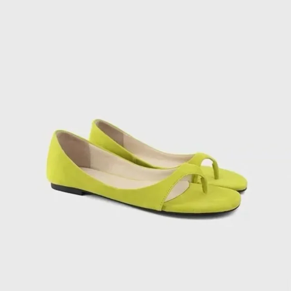 Women's Cow Leather Flip-flop Slip-on Flats Summer Open Toe Sandals Soft Comfortable Casual Female Ballerinas Shoes for Woman