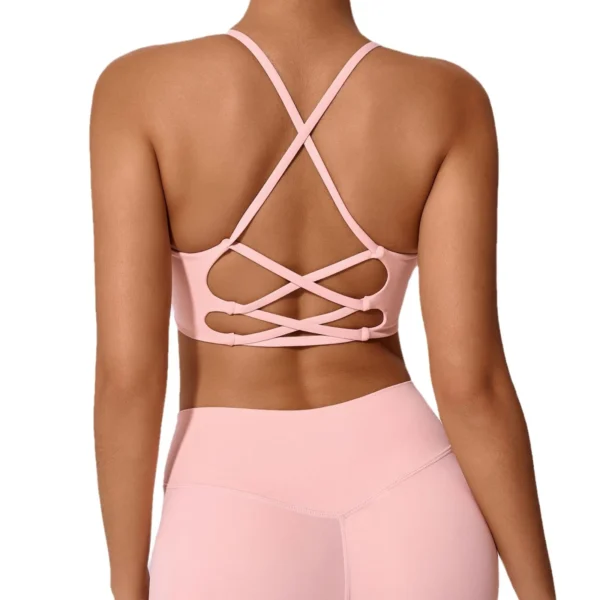 Sexy Cross Backless Sport Bra with Cups Women's Underwear Workout Top for Fitness Yoga Wear Sportswear Woman Gym Active Bra Red - Image 5
