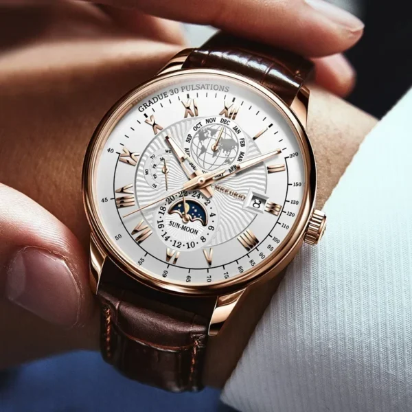 Fashion Wristwatch For Men Luminous Chronograph Date Man Watch Leather Luxury Men's Quartz Watches Sports Male Clock - Image 3