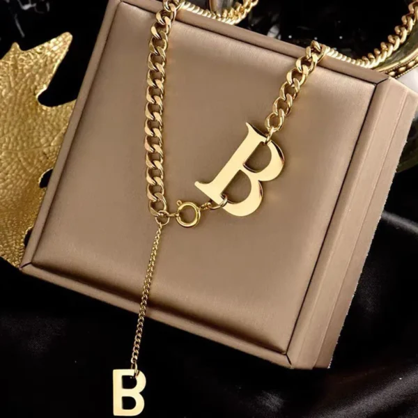Fashion Jewelry Free Product Stainless Steel Necklace Women's Titanium Steel Hip-Hop Letter B Trendy Brand Sweater Chain - Image 2