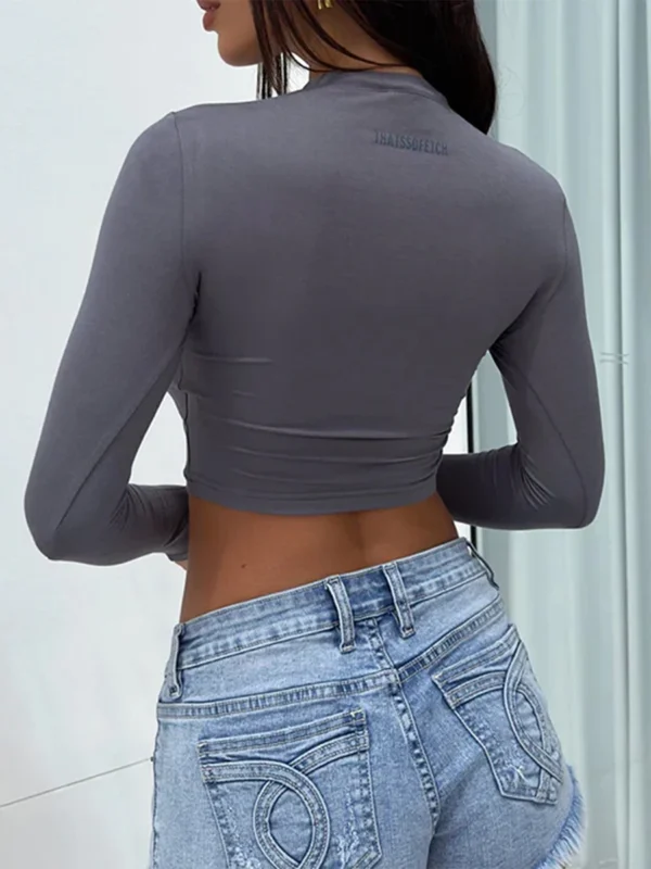 Women Spring Autumn Long Sleeve Stretchy y2k Casual T-Shirts Slim Fit Pullover Ladies Crop Tops Streetwear - Image 5
