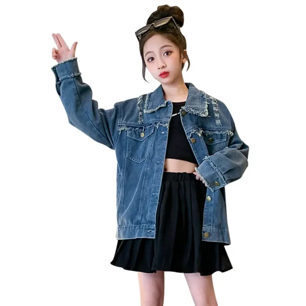 Spring & Autumn Girls Denim Coat - Image 3