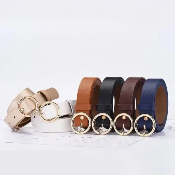 Women's Belt Round Buckle Belt with Jeans Cargo Pant Skirt Thin Belt Soft Pu Belts Cheap Belts New Fashionable Coffee Black 2025 - Image 3