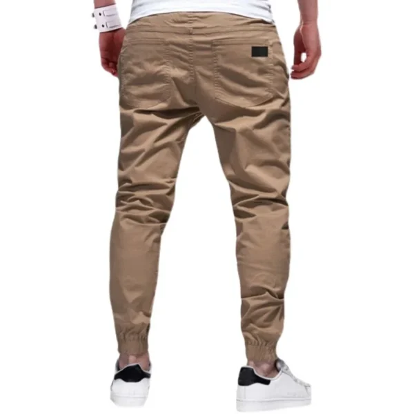 Men Cargo Pant Long Pants Solid Straight Trousers Lace Up Elastic Waist Slim Fit Pocket Splice Casual Drawstring Autumn - Image 5