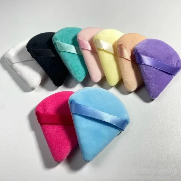 1-2pcs/bag Velvet Cosmetic Puff Triangle Shaped Soft Foundation Powder Sponge Wet Dry Used Washable Makeup Beauty Sponge Tools - Image 2
