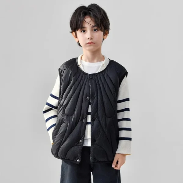 Kids Down Winter Ultra Light O-Neck Boys Girls Puffer Waistcoat Children Sleeveless Lining Jackets - Image 3