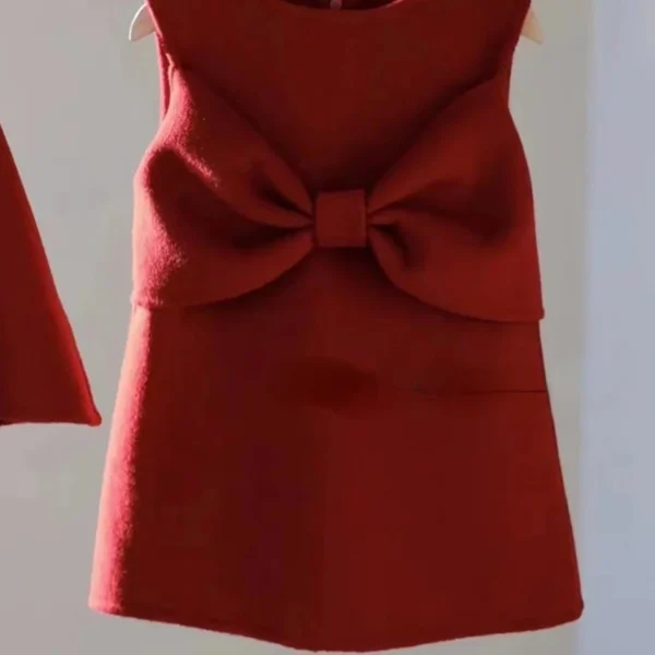 Children's clothing winter girl New Year dress red wool suit children's baby foreign New Year cute - Image 2