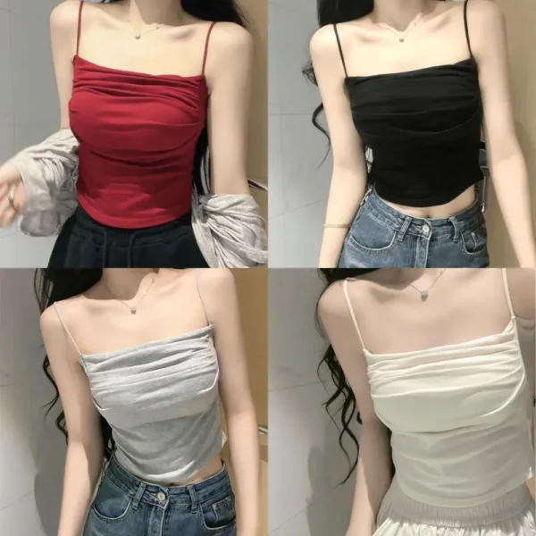 Sexy Sleeveless Tank Tops Women Casual Vest Crop Camisole Seamless Sports Underwear With Chest Pads Summer Female Bra Lingerie