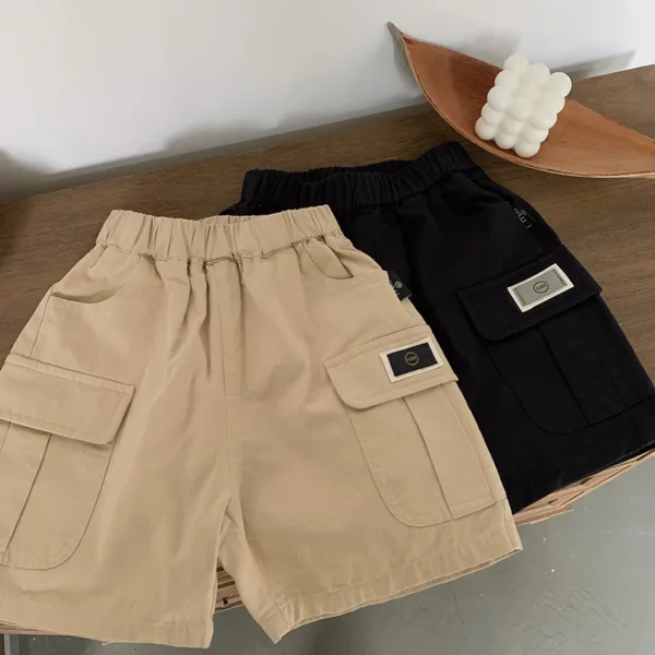 Children's shorts are versatile summer boys with double flap pocket pantss and handsome street cargo pants for middle-aged