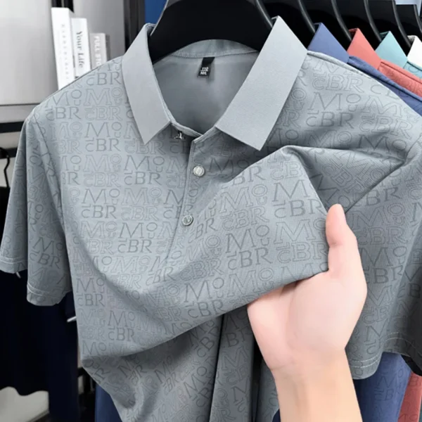 BROWON Brand 2025 Summer Men Polo Shirt Short Sleeve Breathable Soft Full Letter Print Shirts Graphic Tee Plus Size 4XL