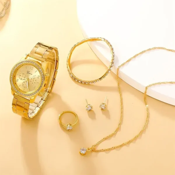 6PCS Set Womens Fashion Quartz Watch Female Clock Rose Red Butterfly Luxury Brand Design Women Watches Simple Ladies Wrist Watch - Image 2