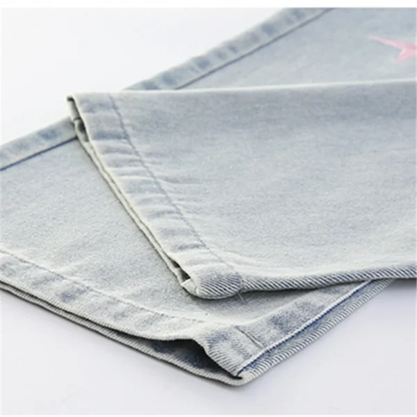 Fashion Stylish Children Straight Fit Ripped Jeans with Star Embroidery for Teens Girls Casual Slim Broken Hole Denim Pants 5-14 - Image 6