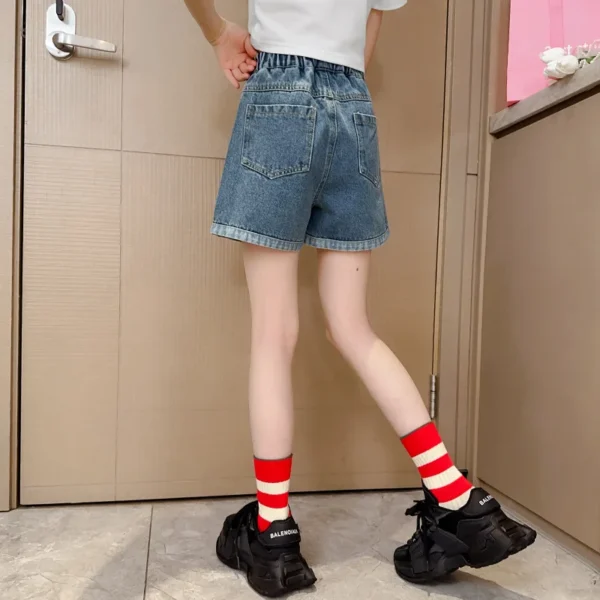 Girls' Denim Shorts 2025 Summer Teens Fashion Korean Style Girls Jeans Shorts Girls Summer Casual Smiley Face Label Shorts - Image 5