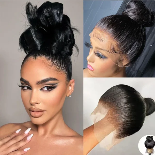 European and American wig 360 lace frontal wig human hair360 female real hair, hood - Image 2