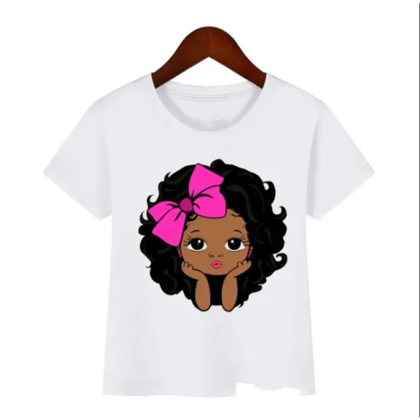 Summer I'm Cute Little Melanin Princess Print Graphic Tees Black Girl T-shirt Top Kids Teens Children's Clothes